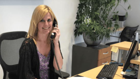 Laura Rogers on the phone